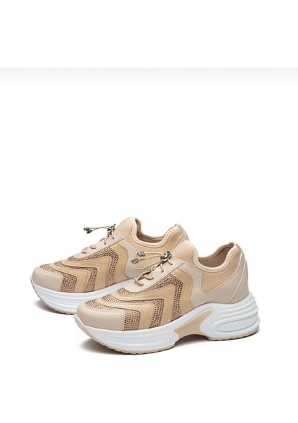Kadın Yüksek Taban Rahat Şık Günlük Spor Ayakkabı Bej Renk indirimleri
