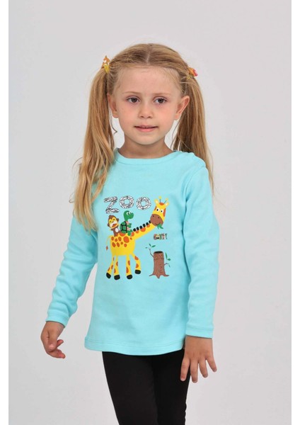 Kız Çocuk Zürafa Baskılı Sweatshirt