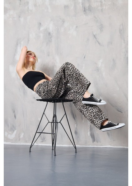 Kadın Leopar Baggy Pantolon