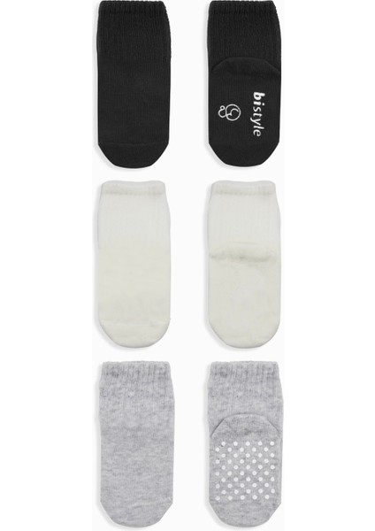 Bistyle Basic Kaymaz Penye Soket Çorap 3'lü BS10106 Siyah Ekru Gri fiyatları