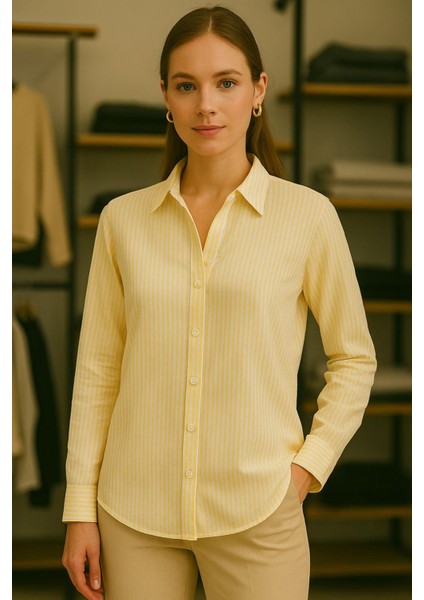 Sarı Oversize Kadın Gömlek modelleri