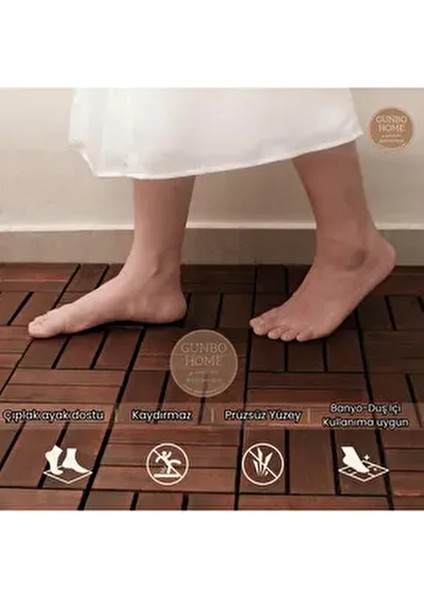 Runnen Akasya Ağacı Yer Karosu 9 Adet Bahçe Banyo Deck Ahşap Karo Masif Yer Döşemesi Balkon Deck fiyatları