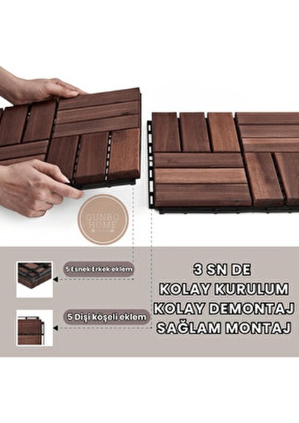 Runnen Akasya Ağacı Yer Karosu 9 Adet Bahçe Banyo Deck Ahşap Karo Masif Yer Döşemesi Balkon Deck fırsatları