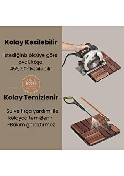 Runnen Akasya Ağacı Yer Karosu 9 Adet Bahçe Banyo Deck Ahşap Karo Masif Yer Döşemesi Balkon Deck indirimleri