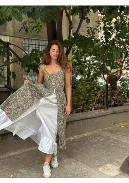 Tasarım Viktorya Dönemi Countryside Elbise Kadın Yeşil modelleri