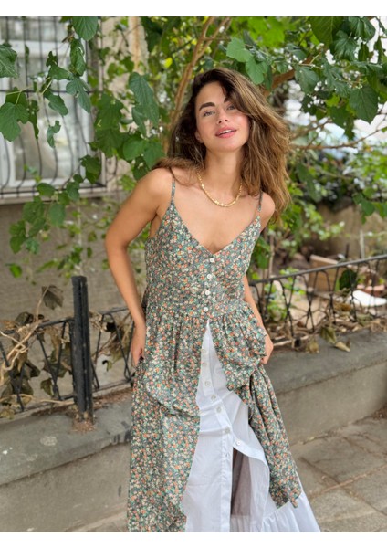 Tasarım Viktorya Dönemi Countryside Elbise Kadın Yeşil fırsatları