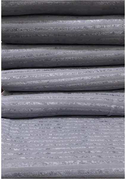 Bambu Çizgili Kadife Kaymaz Koltuk Çekyat Örtüsü Şık Gri Renkli Süngerli Tasarım