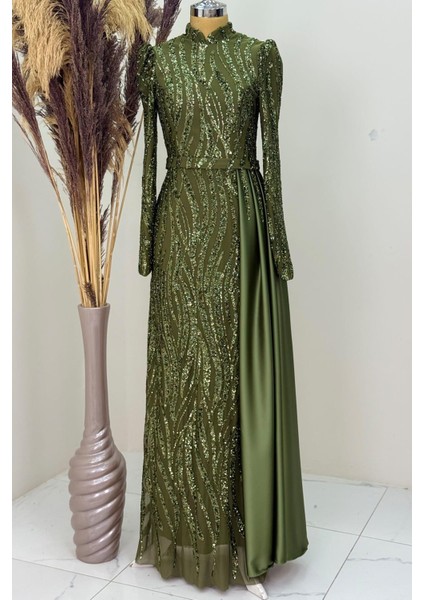 Eslina Tesettür Abiye Haki