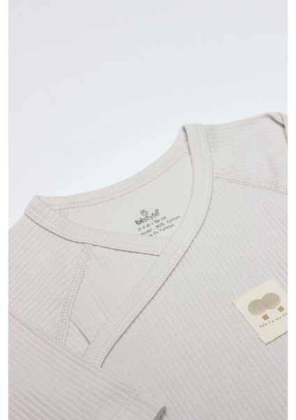 Bistyle Organic Modal Flying Balloons Kruvaze Uzun Kol Body BS17121 Bej modelleri