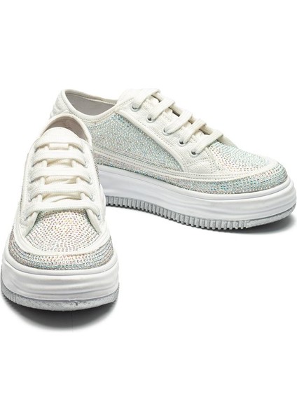 Kadın Yüksek Taban Rahat Şık Günlük Spor Ayakkabı Beyaz Renk indirimleri