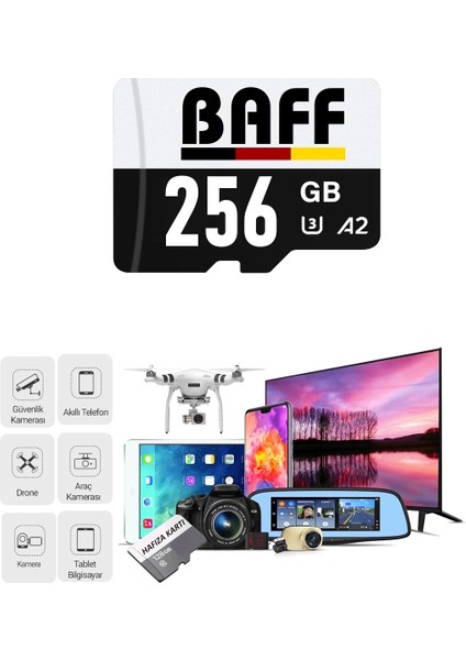 Baff 256GB Hafıza Kartı Video Kayıt Destekli Uhs-I U3 A2