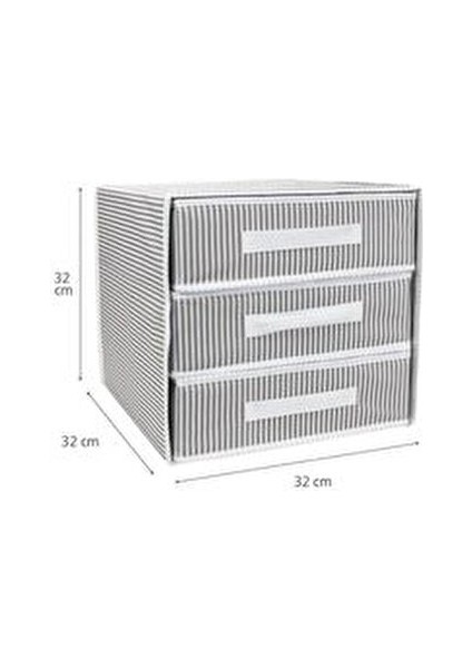 3 Gözlü 3 Katlı Düzenleyici Çekmece Içi Dolap Takı Çorap Eşarp Düzenleyici Organizer-Gri Çizgili fırsatları