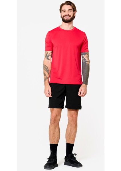 Domyos Erkek Kısa Kollu Fitness Tişörtü - Yuvarlak Yakalı - Kırmızı fiyatları