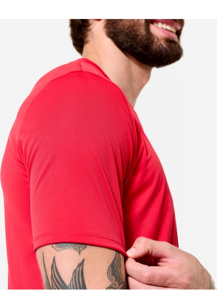 Domyos Erkek Kısa Kollu Fitness Tişörtü - Yuvarlak Yakalı - Kırmızı indirimleri