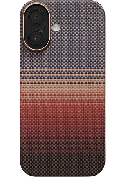 iPhone 17 Uyumlu Kılıf M-Safe Şarjlı Aramid Fiber Pitaka Tactile Woven Sunset-Moonrise Serisi Kahve