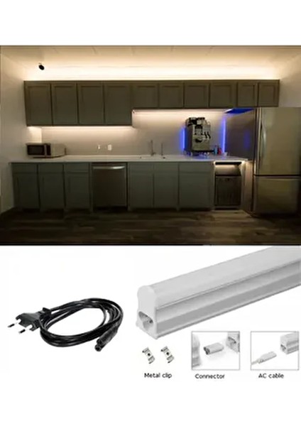 60CM Mutfak Tezgah Aydınlatması Seti Anahtarlı Günışığı Birbirine Eklenebilir (1,5mt Fişli Kablolu)