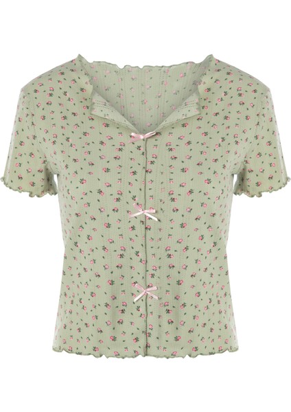 Kadın Kısa Kollu Fiyonklu Indigo Fitilli Pijama Takımı fiyatları