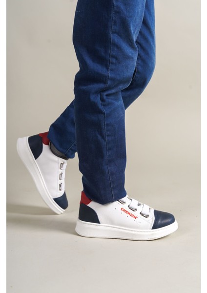 Montana Lastikli Ortopedik Günlük Çocuk Ayakkabısı Lacivert Beyaz Kırmızı fiyatları