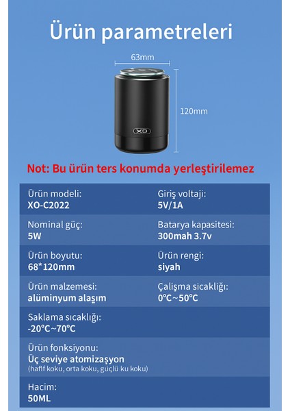 Araç Içi Koku ve Işık Sistemi Yıldızlı Gökyüzü Efekti Şarjlı Araç Parfüm Dağıtıc 50 ml