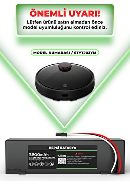 Xiaomi Mi Vacuum Mop Pro Uyumlu Akıllı Robot Süpürge Bataryası 14.8V 3200MAH Pil Model: STYTJ02YM indirimleri