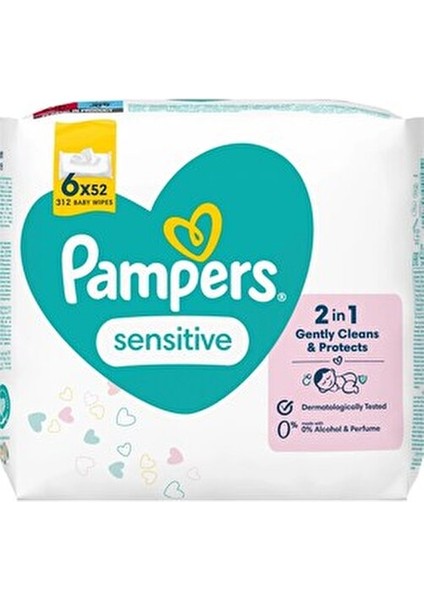 Sensitive Islak Havlu Mendil Hassas Ciltler İçin Kokusuz 6'lı Set 312 Yaprak