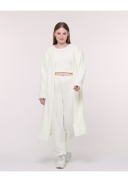 Welsoft Kumaş Beyaz Alt Üst Kimono Takımı