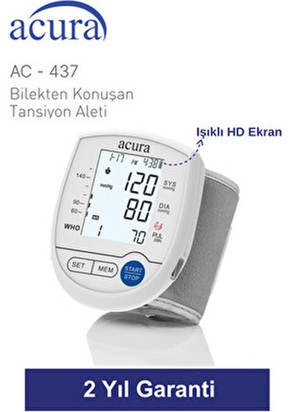 Dijital AC-437 S Bilekten Ölçer Konuşan Tansiyon Aleti Pilli Bilek modelleri
