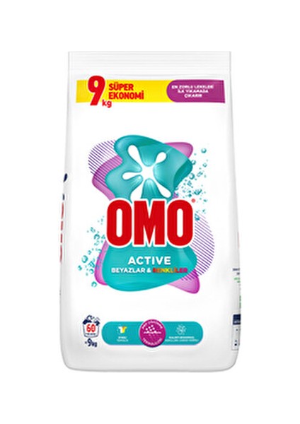 Active Toz Çamaşır Deterjanı Beyazlar ve Renkliler 9 kg X1 Havlu Hediye fiyatları