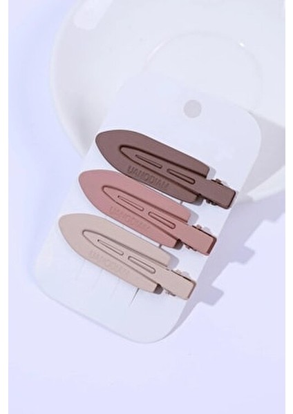 Kadın 3'lü Kahve Iz Yapmayan Saç Makyaj Cilt Bakımı Klips Toka Seti