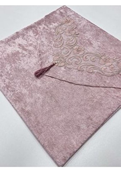 Püsküllü Güpürlü Işlemeli Lüks Kadife Zarf Bohça Klasik Çeyizlik Modeli