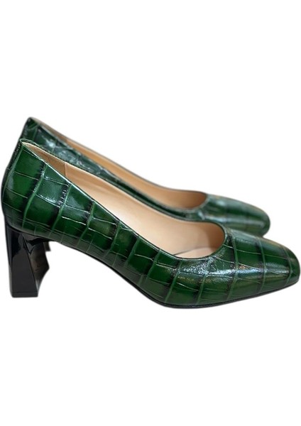 Yeşil Krokodil Hakiki Deri Topuklu Ayakkabı fiyatları