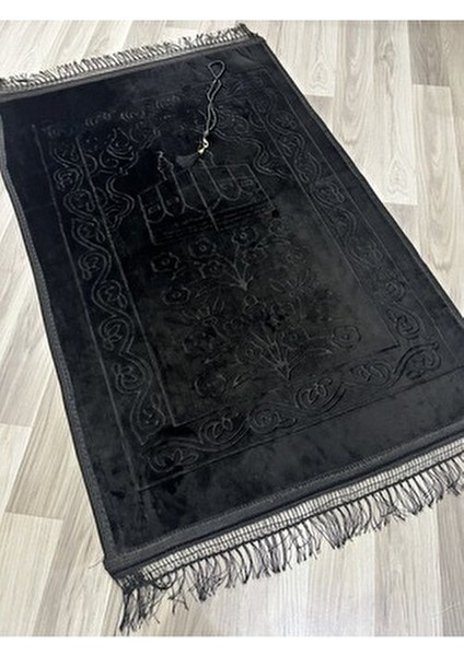 Lüks Kalın Yumuşak Peluş Kaymaz Taban Özellikli Hediyelik Çeyizlik Seccade Tesbih