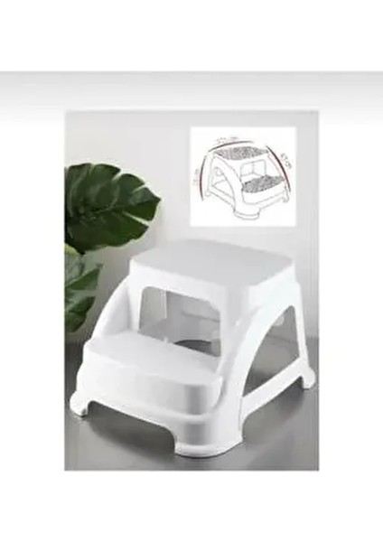 Merdivo Küçük Beyaz Pembe S.kahve Plastik Basamak Merdiven Kamp Tabure Hh