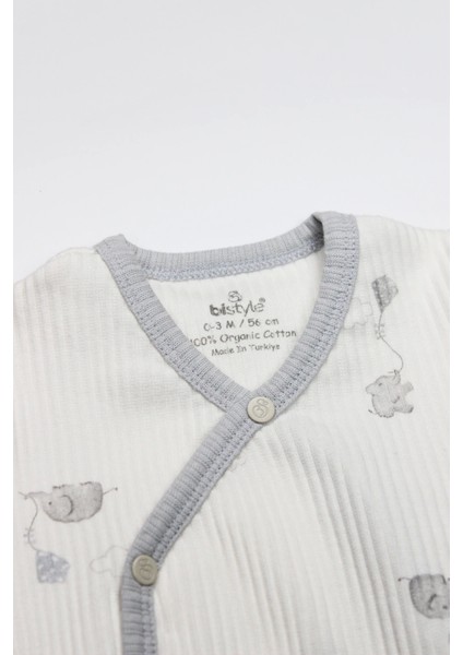 Bistyle Flying Elephant 2'li Yarım Kol Badi 17117 Ekru Gri