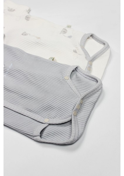 Bistyle Flying Elephant 2'li Yarım Kol Badi 17117 Ekru Gri