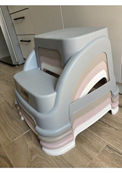 Merdivo Küçük Beyaz Pembe S.kahve Plastik Basamak Merdiven Kamp Tabure Hh