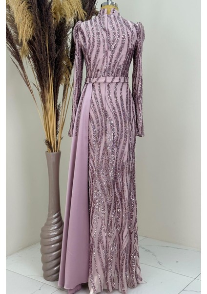 Eslina Tesettür Abiye Pudra modelleri