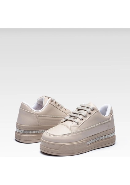 Kadın Yüksek Taban Rahat Şık Günlük Spor Ayakkabı Bej Renk indirimleri