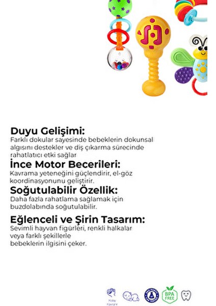İlk Çıngırak Seti 4 Parça Renkli Tasarım ve Eğlenceli Sesler 0-2 Yaş Bebekler İçin fırsatları