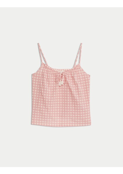 Saf Pamuklu Askılı Pijama Üstü