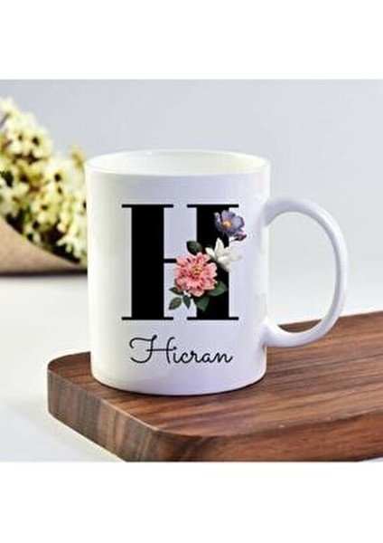 Havva Isimli H Baş Harf Baskılı Kupa/bardak