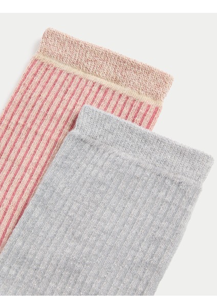 2'li Pamuk Karışımlı Ribanalı Bilek Boy Çorap fırsatları