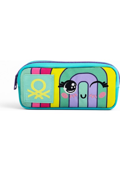 Gökkuşağı Desenli İkili Anaokul Çantası Seti(Anaokul Sırt Çantası, Çift Gözlü Kalem Kutusu)