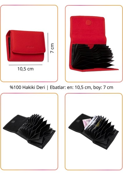 Hakiki Deri Kartlık Kırmızı 841