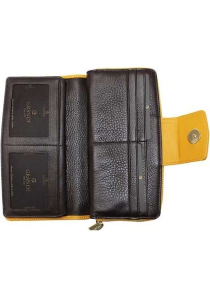 Hakiki Deri Kadın Cüzdan Sarı 2714