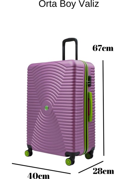 Orta Boy Valiz 4x2 Teker Rose 1169