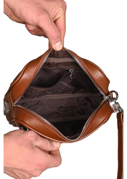 Grande Hakiki Deri Erkek El Çantası G2 Taba 4288