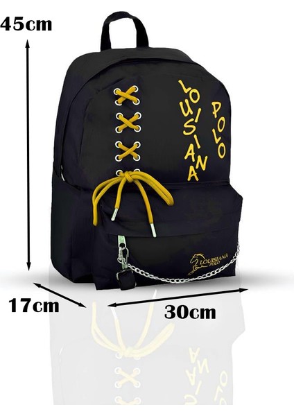 Laptop Bölmeli Okul Çantası Siyah Sarı 1141