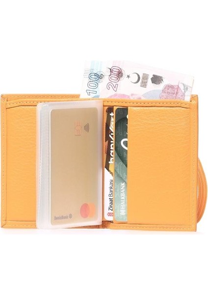 Hakiki Deri Erkek Cüzdanı Sarı 325