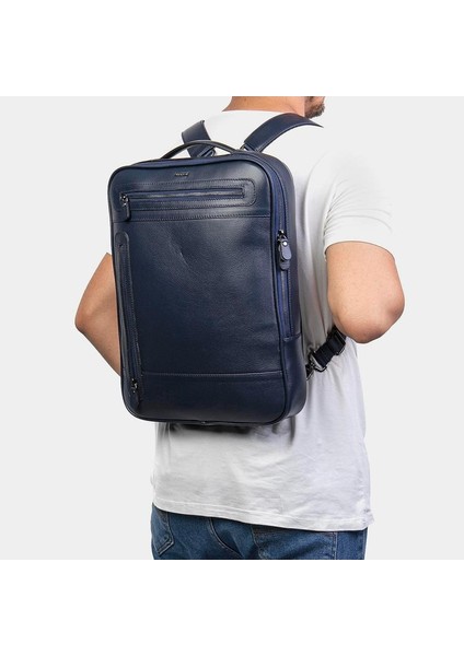 Grande Erkek Deri Sırt Çantası Lacivert 8003